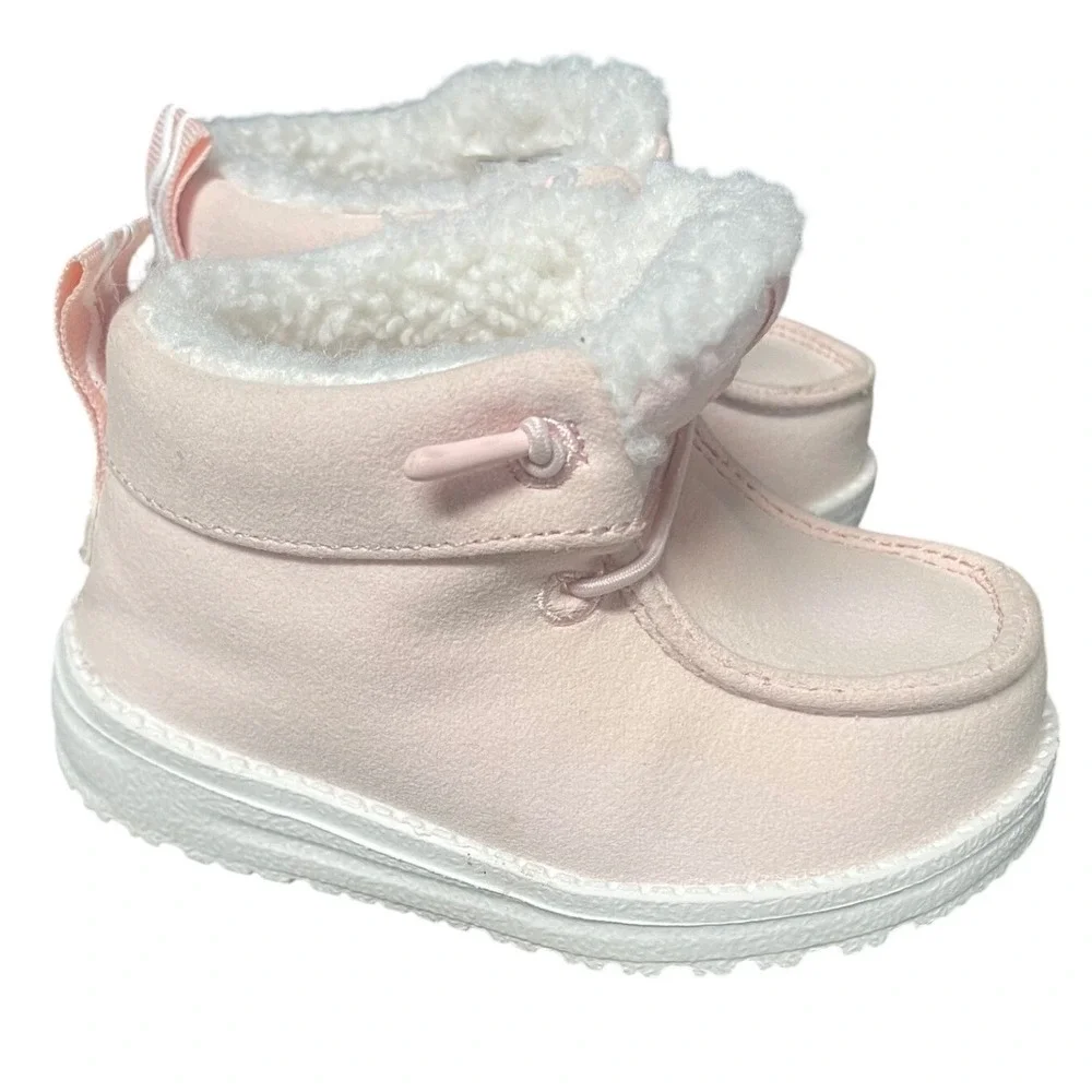 Hey Dude Lil Dude Cozy Light Pink Suede Sherpa Boots Toddler C3